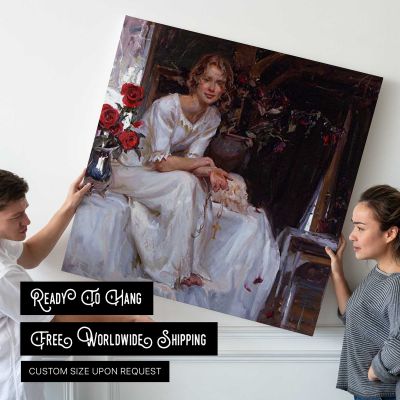 Young Woman in a White Dress by Daniel Gerhartz Square Canvas Wall Art