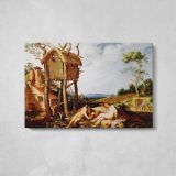 24tares by Abraham Bloemaert - single-panel canvas displayed above a console table
