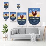 Rhode Island Ocean State of America Emblem Canvas Wall Artwork For Mural Print - Image 3
