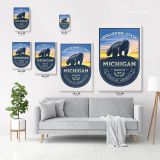 Michigan Wolverine State of America Emblem Canvas Wall Artwork Mural Print - Image 3
