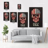 Skull color of the flag United States Of America Flag Canvas Wall Artwork Mural Print - Image 3