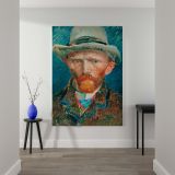 Self-Portrait Canvas Wall Art Van Gogh - Timeless Portrait with Blue Brown Strokes - Image 2