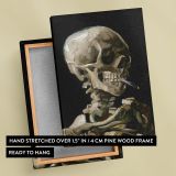 Head of a Skeleton with a Burning Cigarette by Van Gogh - Dark Humour Skull Art canvas wall art - Image 6