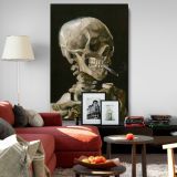 Head of a Skeleton with a Burning Cigarette by Van Gogh - Dark Humour Skull Art canvas wall art - Image 8