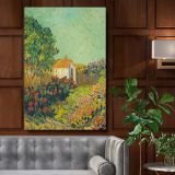 Landscape (1925-1928) by Van Gogh - Garden Path with Red Flowers & Cottage canvas wall art