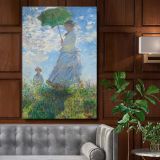Madame Monet and Her Son by Claude Monet - Woman with Parasol in Meadow canvas wall art