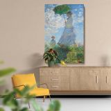 Madame Monet and Her Son by Claude Monet - Woman with Parasol in Meadow canvas wall art - Image 5