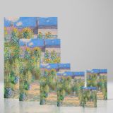 The Artist's Garden at VŽtheuil by Claude Monet - Child, Dog & Sunflowers Scene canvas wall art - Image 4