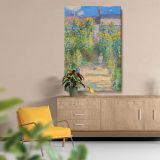 The Artist's Garden at VŽtheuil by Claude Monet - Child, Dog & Sunflowers Scene canvas wall art - Image 5
