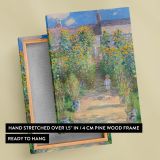 The Artist's Garden at VŽtheuil by Claude Monet - Child, Dog & Sunflowers Scene canvas wall art - Image 6