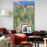 The Artist's Garden at VŽtheuil by Claude Monet - Child, Dog & Sunflowers Scene canvas wall art - Image 8