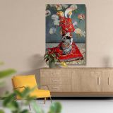Camille Monet in Japanese Costume by Claude Monet - Red Kimono Oriental Style canvas wall art - Image 5
