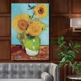 Vase with Three Sunflowers by Van Gogh - Yellow Flower Still Life Print