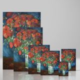 Vase with Poppies - Red Flowers in Green Vase on Dark Table By Vincent van Gogh canvas wall art - Image 4
