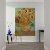 Vase with Twelve Sunflowers - Yellow and Turquoise Floral Painting By Vincent van Gogh canvas wall art - Image 2