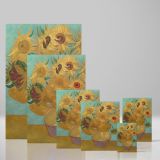 Vase with Twelve Sunflowers - Yellow and Turquoise Floral Painting By Vincent van Gogh canvas wall art - Image 4