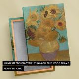 Vase with Twelve Sunflowers - Yellow and Turquoise Floral Painting By Vincent van Gogh canvas wall art - Image 6