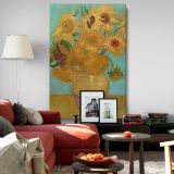 Vase with Twelve Sunflowers - Yellow and Turquoise Floral Painting By Vincent van Gogh canvas wall art - Image 8