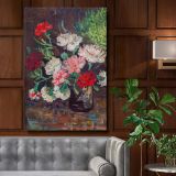 Vase with Carnations - Red and White Floral Still Life By Vincent van Gogh canvas wall art