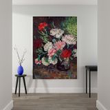 Vase with Carnations - Red and White Floral Still Life By Vincent van Gogh canvas wall art - Image 2