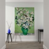 Roses - Green Vase Botanical Floral Painting By Vincent van Gogh canvas wall art - Image 2
