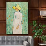 Girl in White - Woman in Field with Flowers Portrait By Vincent van Gogh canvas wall art