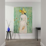 Girl in White - Woman in Field with Flowers Portrait By Vincent van Gogh canvas wall art - Image 2