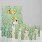 Girl in White - Woman in Field with Flowers Portrait By Vincent van Gogh canvas wall art - Image 4
