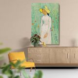 Girl in White - Woman in Field with Flowers Portrait By Vincent van Gogh canvas wall art - Image 5