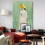 Girl in White - Woman in Field with Flowers Portrait By Vincent van Gogh canvas wall art - Image 8