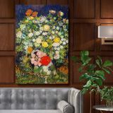 Bouquet of Flowers in a Vase - Still Life Floral Painting By Vincent van Gogh canvas wall art