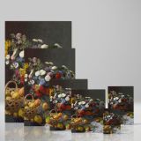 Still Life with Flowers and Fruit - Botanical Arrangement Painting By Claude Monet canvas wall art - Image 4