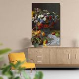 Still Life with Flowers and Fruit - Botanical Arrangement Painting By Claude Monet canvas wall art - Image 5