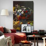 Still Life with Flowers and Fruit - Botanical Arrangement Painting By Claude Monet canvas wall art - Image 8