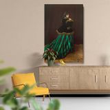 The Woman in the Green Dress - Elegant French Portrait By Claude Monet canvas wall art - Image 5
