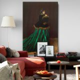 The Woman in the Green Dress - Elegant French Portrait By Claude Monet canvas wall art - Image 8