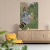 Girl with Dog - Elegant Impressionist Portrait By Claude Monet canvas wall art - Image 5