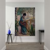 Madame Monet Embroidering - Peaceful Domestic Scene By Claude Monet canvas wall art - Image 2