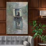 The Studio Boat - Impressionist River Scene By Claude Monet canvas wall art