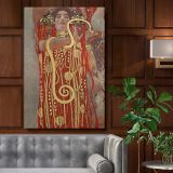 Hygieia - Symbolist Serpent Goddess Portrait By Gustav Klimt canvas wall art