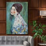 Portrait of a Lady - Blue-Green Romantic Impression By Gustav Klimt canvas wall art