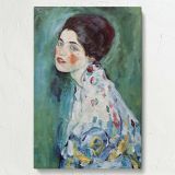 Portrait of a Lady - Blue-Green Romantic Impression By Gustav Klimt canvas wall art - Image 7