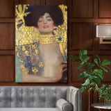 Judith and the Head of Holofernes - Bold Biblical Gold Scene By Gustav Klimt canvas wall art
