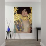 Judith and the Head of Holofernes - Bold Biblical Gold Scene By Gustav Klimt canvas wall art - Image 2