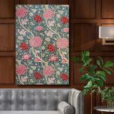 Cray - Red and Pink Floral Pattern on Blue By William Morris canvas wall art