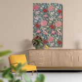 Cray - Red and Pink Floral Pattern on Blue By William Morris canvas wall art - Image 5