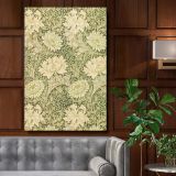 Chrysanthemum - Beige and Green Floral Victorian Pattern By William Morris canvas wall art