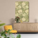 Chrysanthemum - Beige and Green Floral Victorian Pattern By William Morris canvas wall art - Image 5