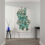 Anemone - Teal Green and Cream Floral Fabric Art By William Morris canvas wall art - Image 2