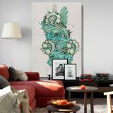 Anemone - Teal Green and Cream Floral Fabric Art By William Morris canvas wall art - Image 8